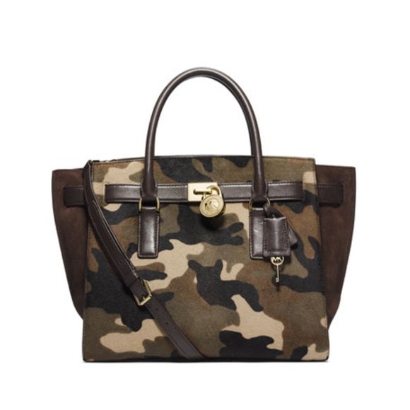 Michael Kors Large Camo Hamilton Tote Bag Traveler